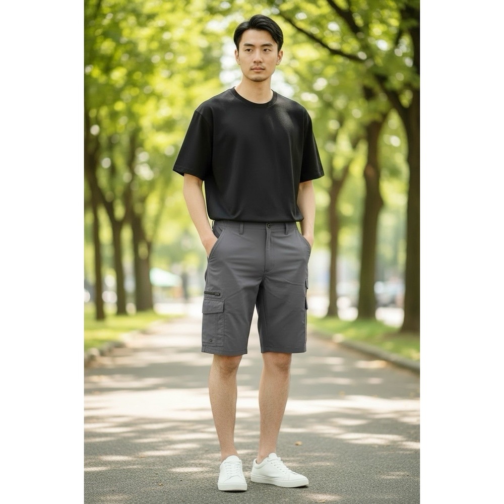 Iron Co. Men's 34 Stretch Tech Cargo Shorts Gray New Inseam 10.5"